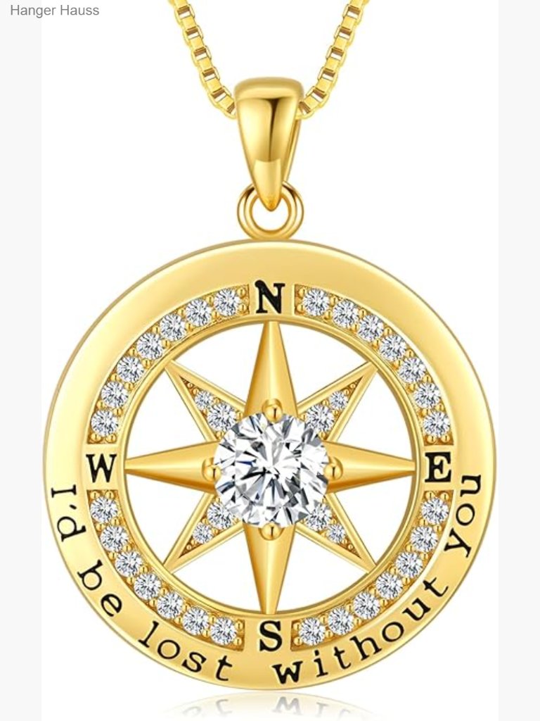Compass Pendant Necklace I'd Be Lost Without You S925 18k Gold Filled
